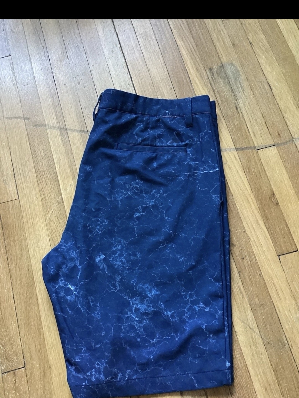 Adidas Men's 34-9 Blue/White All Over Print (Water) Golf Shorts,Polyester Blend